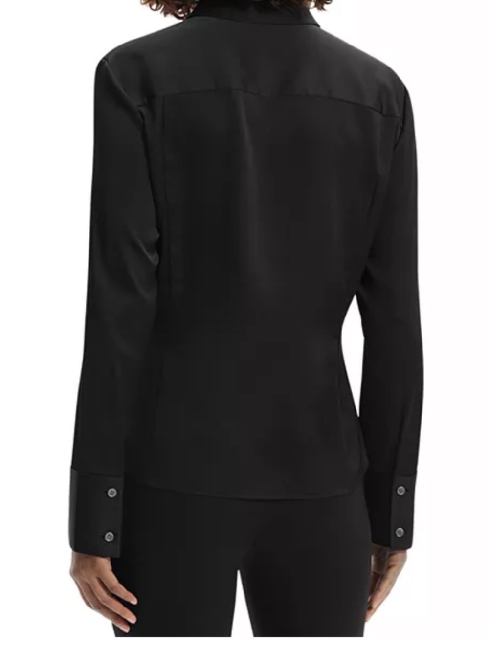Theory Black Silk Blouse Button-Down Shirt - Picture 3 of 9